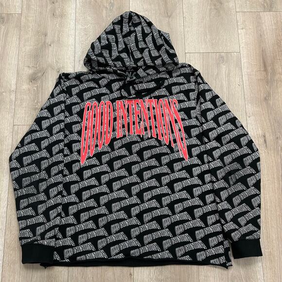 SS20 Nav x Vlone All Over Hoodie Black Sweater Size XXL 2XL B1 - Picture 1 of 6